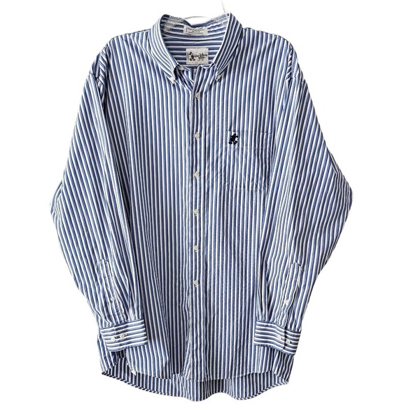 Walt Disney World Mens XL Blue White Stripe Single Needle Tailoring Oxford Shirt - Picture 1 of 10